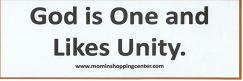 God is One and Likes Unity